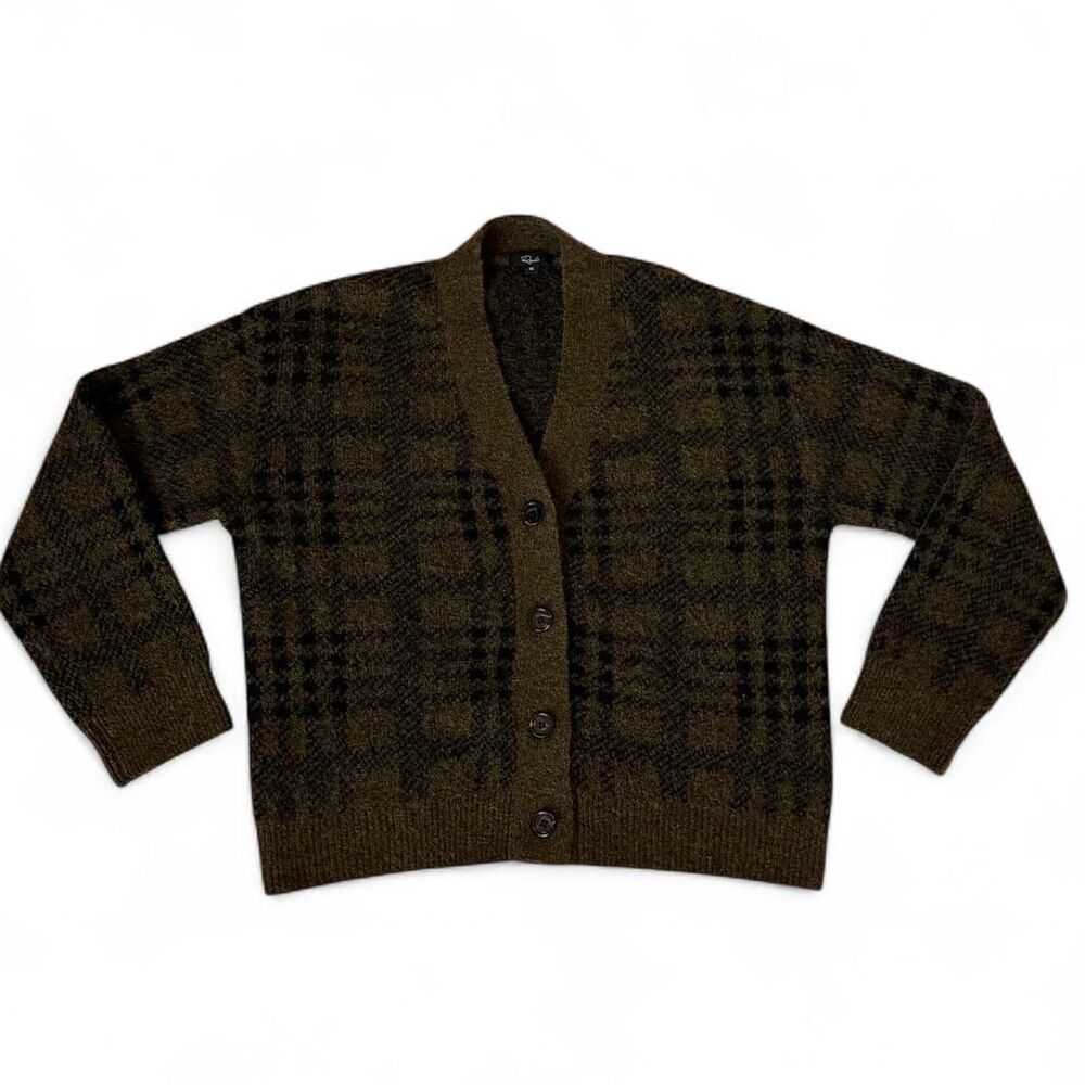 Rails Reese Cardigan Sweater In Green Olive Plaid - Size XS - Picture 3 of 7